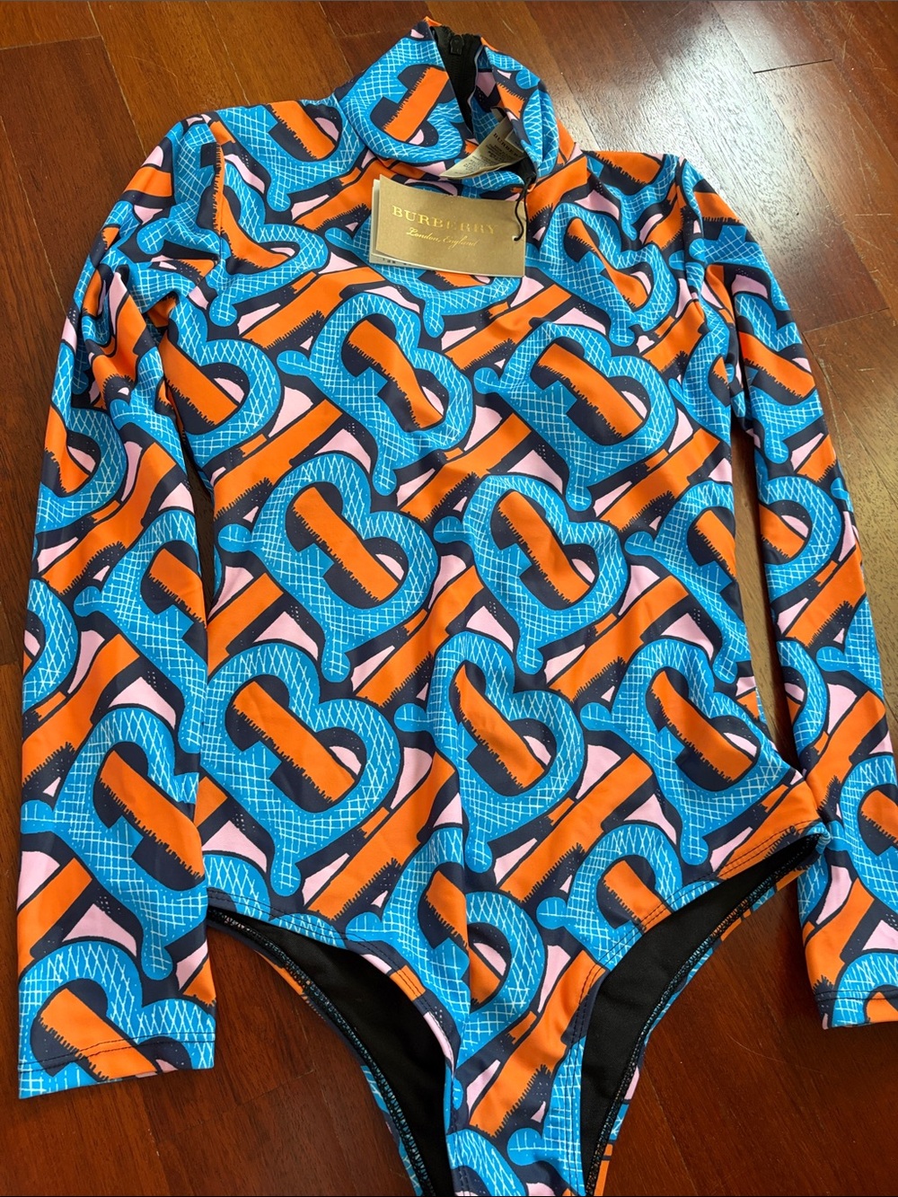 Woman Long Sleeve Rash Guard Swimsuit - Blue & Orange - Picture 5 of 5
